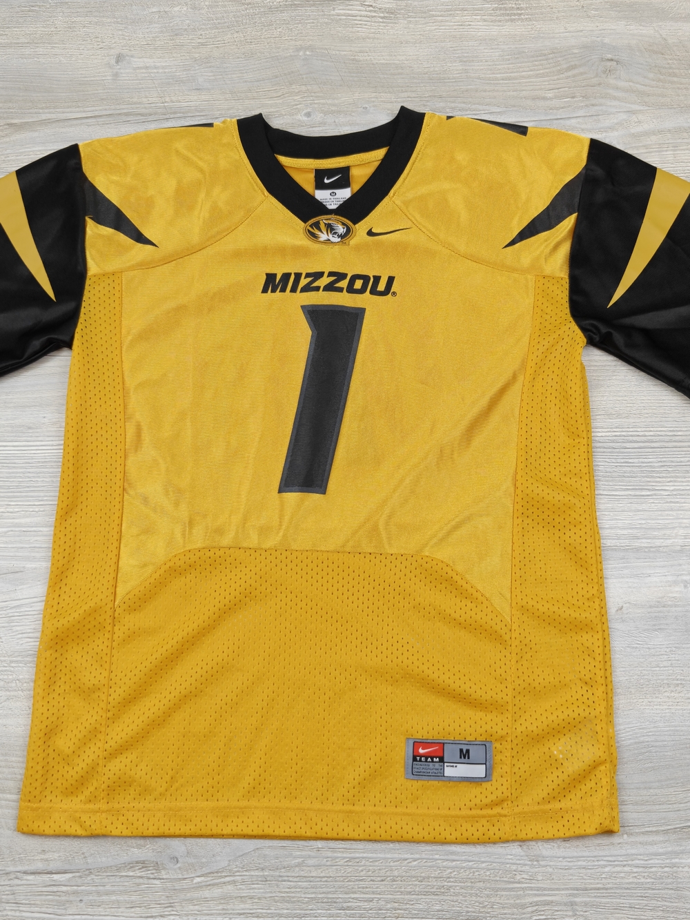 Nike Missouri Mizzou Tigers Youth Size M (12-14) #1 Football Jersey Gold Black